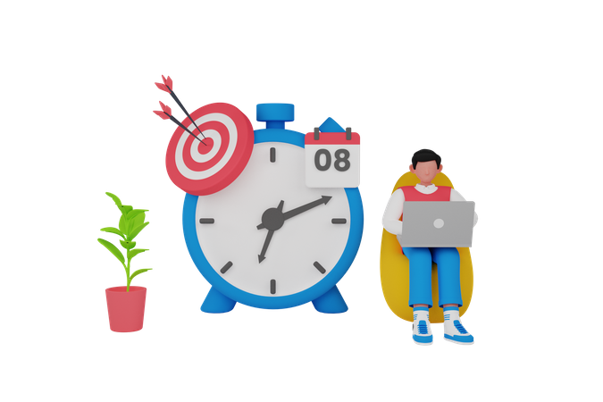Gerenciamento de tempo pelo empresário  3D Icon