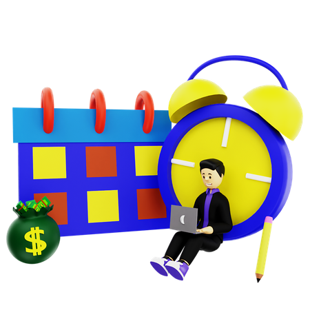 Gerenciamento de tempo pelo empresário  3D Icon