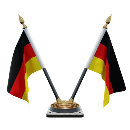 Germany Double (V) Desk Flag Stand  3D Icon