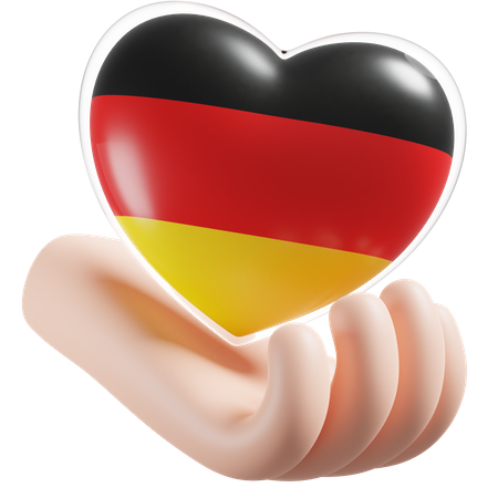 Germany Flag Heart Hand Care  3D Icon