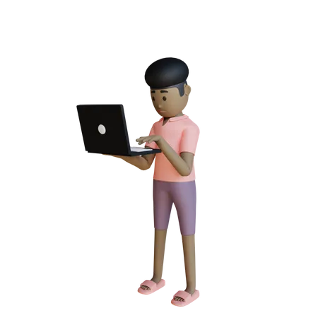 Geschäftsfrau die am laptop arbeitet  3D Illustration