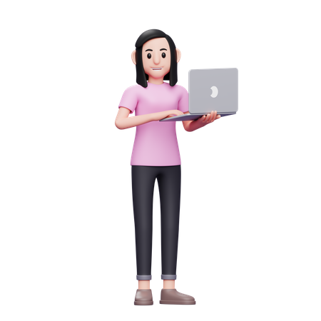 Geschäftsfrau die am laptop arbeitet  3D Illustration