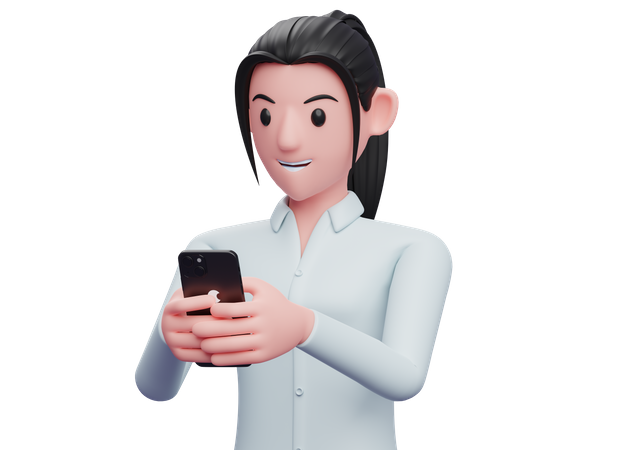 Geschäftsfrau chattet auf Smartphone  3D Icon