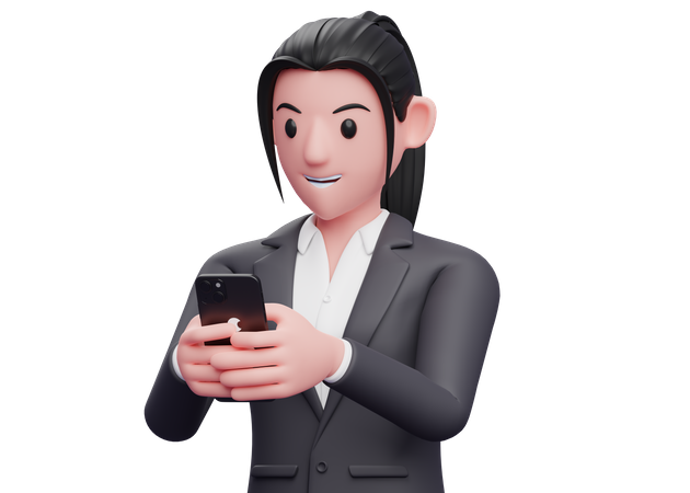 Geschäftsfrau chattet auf Smartphone  3D Illustration
