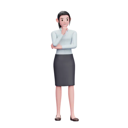 Geschäftsfrau, die denkt  3D Illustration