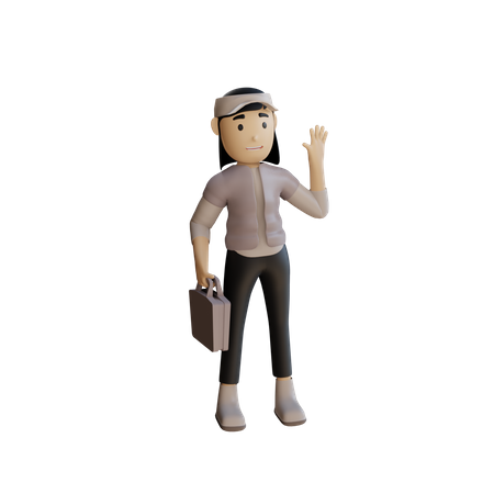 Geschäftsfrau die aktentasche hält  3D Icon
