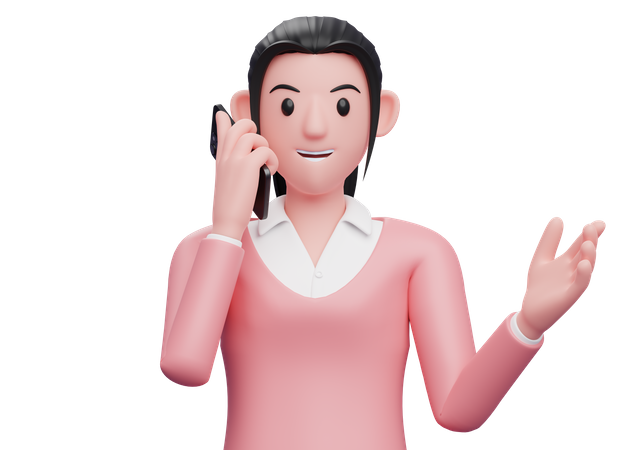 Geschäftsfrau, die ein Telefongespräch führt  3D Illustration