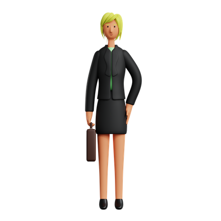 Geschäftsfrau die aktentasche hält  3D Illustration