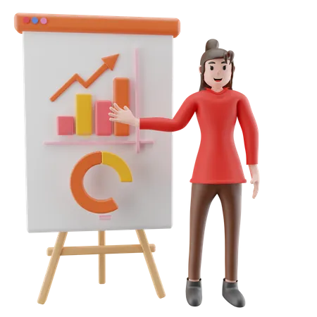 Geschäftsfrau die präsentation hält  3D Illustration