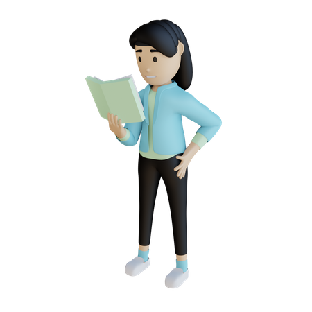 Geschäftsfrau liest ein buch  3D Illustration
