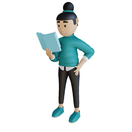 Geschäftsfrau liest ein buch  3D Icon