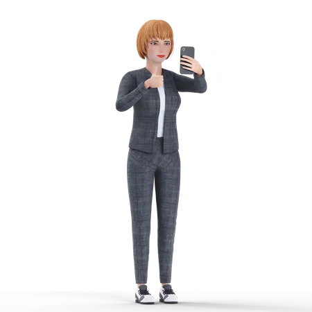 Geschäftsfrau macht Selfie-Foto  3D Illustration