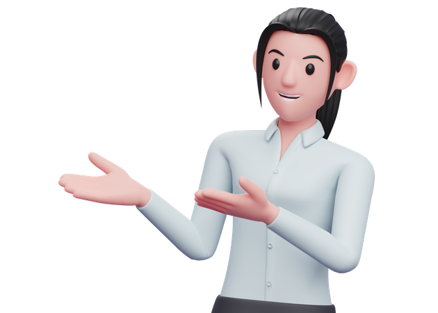 Geschäftsfrau präsentiert etwas  3D Icon