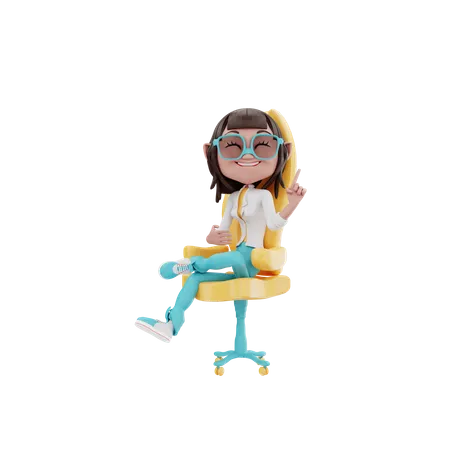 Geschäftsfrau, die im Bürostuhl sitzt  3D Illustration