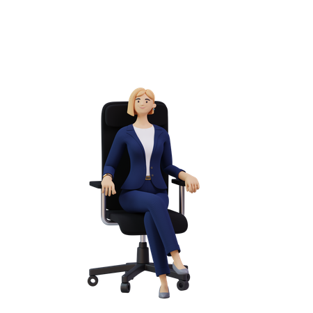 Geschäftsfrau, die im Stuhl sitzt  3D Illustration
