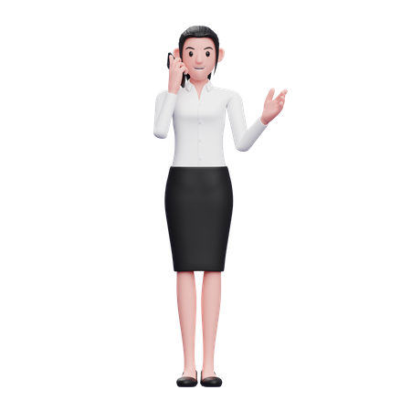 Geschäftsfrau, die auf Smartphone spricht  3D Illustration