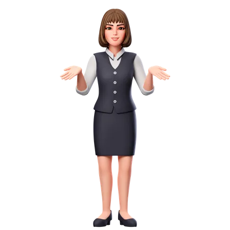 Geschäftsfrau zeigt achselzuckende Geste  3D Illustration