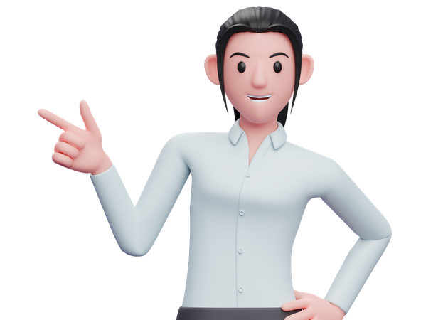 Geschäftsfrau zeigt auf die Seite  3D Icon