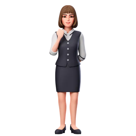 Geschäftsfrau zeigt Faust Handbewegung mit der linken Hand  3D Illustration