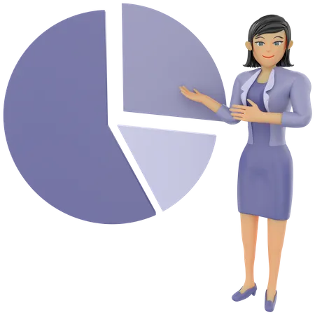 Geschäftsfrau zeigt Kreisdiagramm  3D Illustration