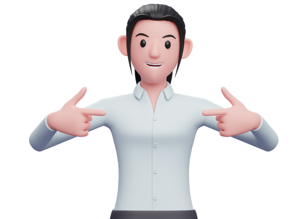 Geschäftsfrau zeigt mit dem Finger auf sich selbst  3D Icon