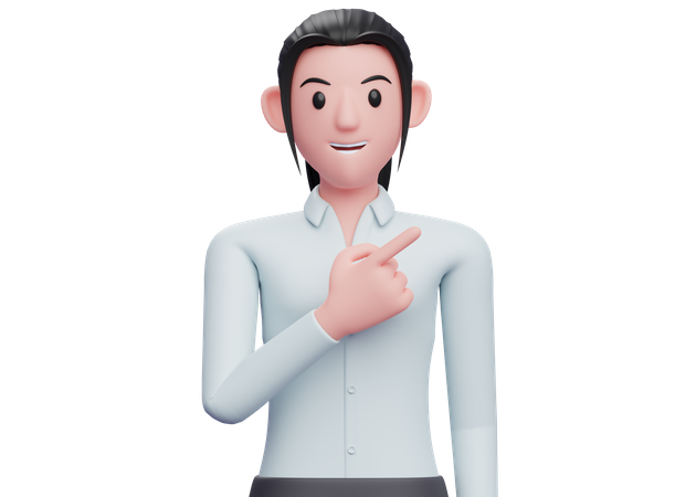 Geschäftsfrau zeigt nach oben rechts  3D Icon