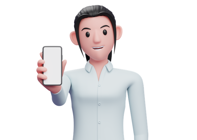 Geschäftsfrau zeigt Telefonbildschirm  3D Icon