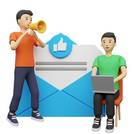 Geschäftsleute, die E-Mail-Marketing betreiben  3D Illustration