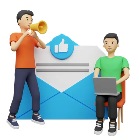 Geschäftsleute, die E-Mail-Marketing betreiben  3D Illustration