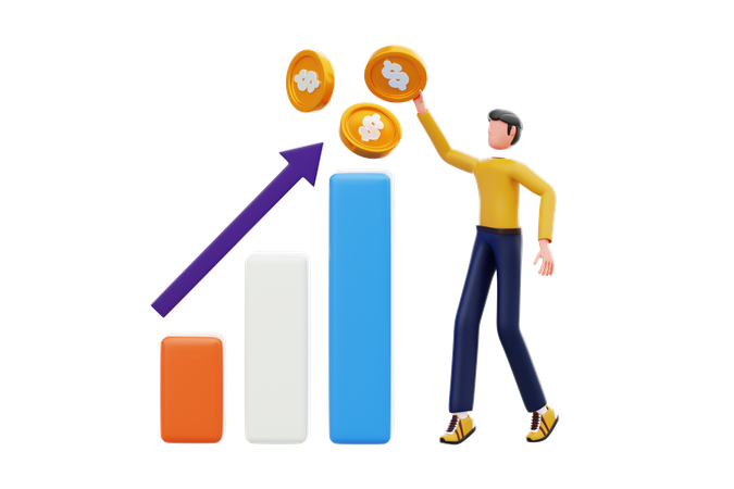 Geschäftsmann analysiert finanzielles Wachstum  3D Illustration