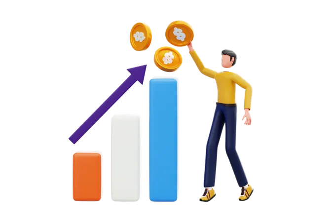 Geschäftsmann analysiert finanzielles Wachstum  3D Illustration