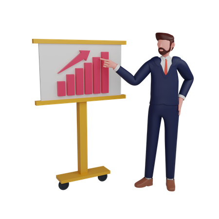 Geschäftsmann analysiert Wachstumsdiagramme  3D Icon