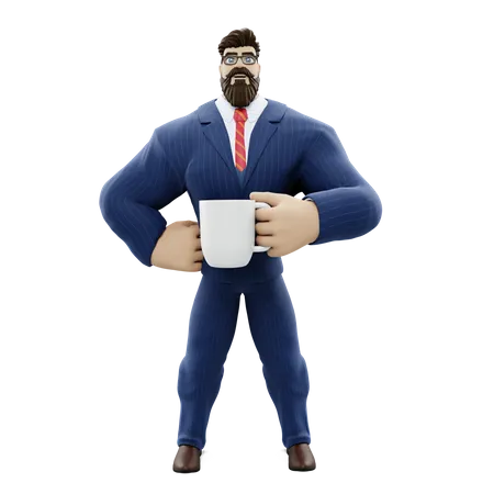 Geschäftsmann beim Kaffee  3D Illustration