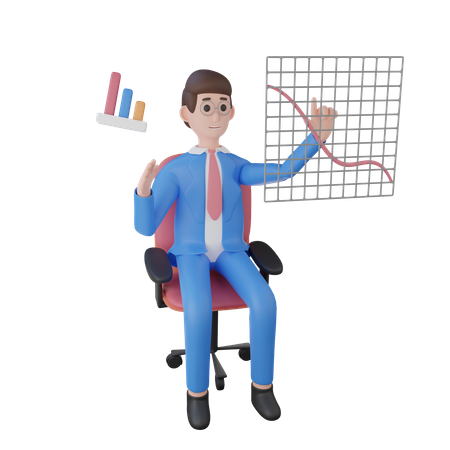 Geschäftsmann betrachtet Verkaufsdiagramm  3D Illustration