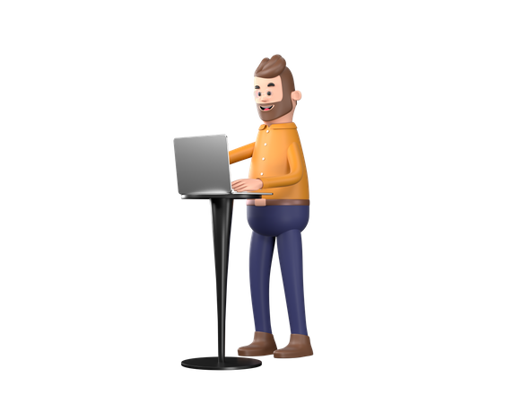 Geschäftsmann, der am Laptop arbeitet  3D Icon