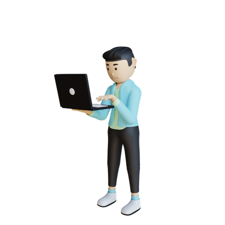 Geschäftsmann, der am Laptop arbeitet  3D Icon