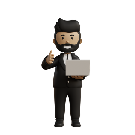 Geschäftsmann, der am Laptop arbeitet  3D Icon