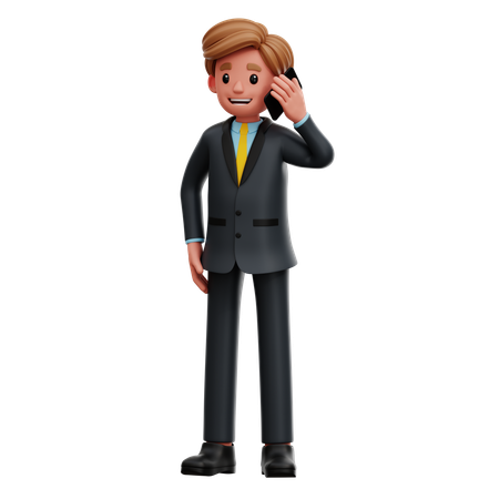 Geschäftsmann, der am Telefon kommuniziert  3D Icon