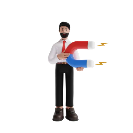 Geschäftsmann, der im kundenbasierten Marketing arbeitet  3D Illustration