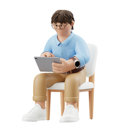 Geschäftsmann, der Tablet bedient  3D Icon