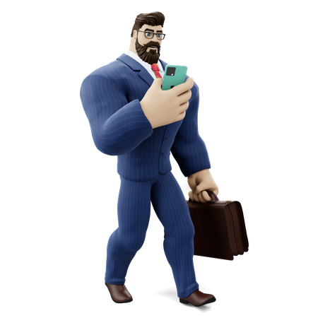Geschäftsmann der zur arbeit geht  3D Icon