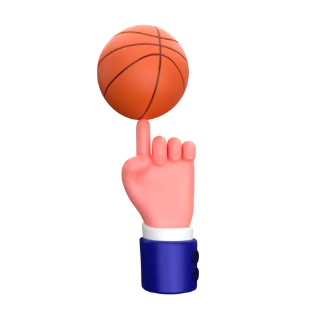Geschäftsmann dreht einen Basketball auf seinem Finger Handgeste Zeichen  3D Icon