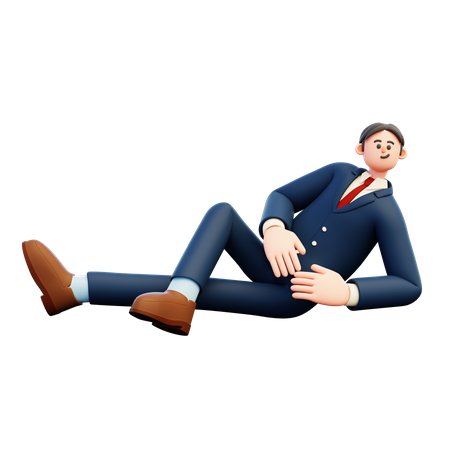 Geschäftsmann entspannt auf dem Boden  3D Illustration