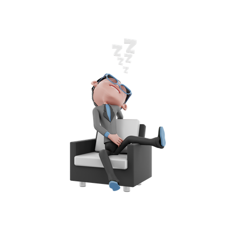Geschäftsmann entspannt auf Stuhl  3D Illustration