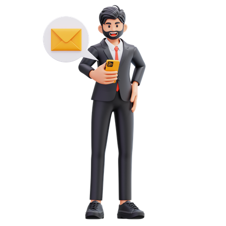 Geschäftsmann empfängt E-Mail  3D Illustration