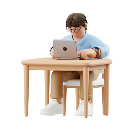 Geschäftsmann Ernst Tippen auf der Tastatur  3D Illustration