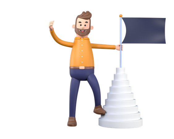 Geschäftsmann erreicht Meilenstein  3D Icon