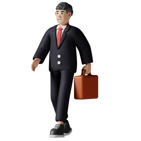 Geschäftsmann geht ins Büro  3D Illustration