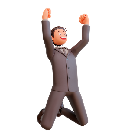 Geschäftsmann glücklich springen  3D Illustration