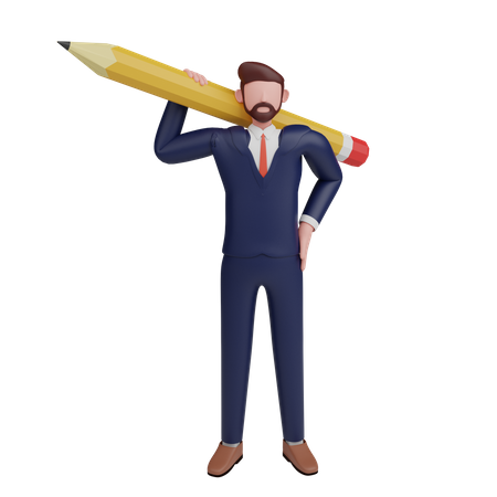 Geschäftsmann hält Bleistift  3D Icon